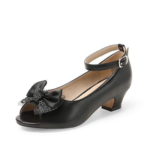 Low Heel Flower Girls Dress Shoes - BLACK -  0